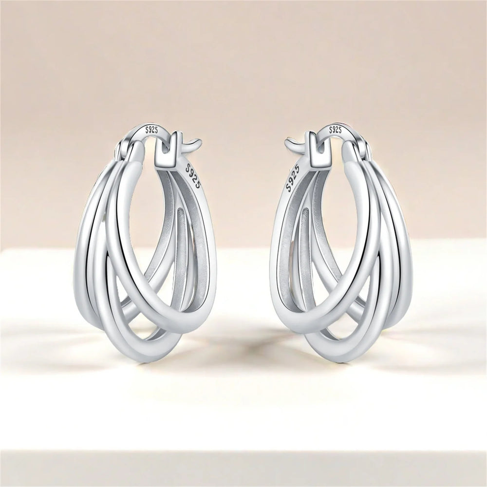 925 Sterling Silver Multi-Layer Hoop Earrings | Trendy Fine Jewelry Gift for Women lifestyle view