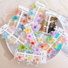 6Pcs Fashion Colorful Transparent Flower Small Hair Claw Clips clamp Hairpin Barrette For Thick Thin Hair Accessories For Women