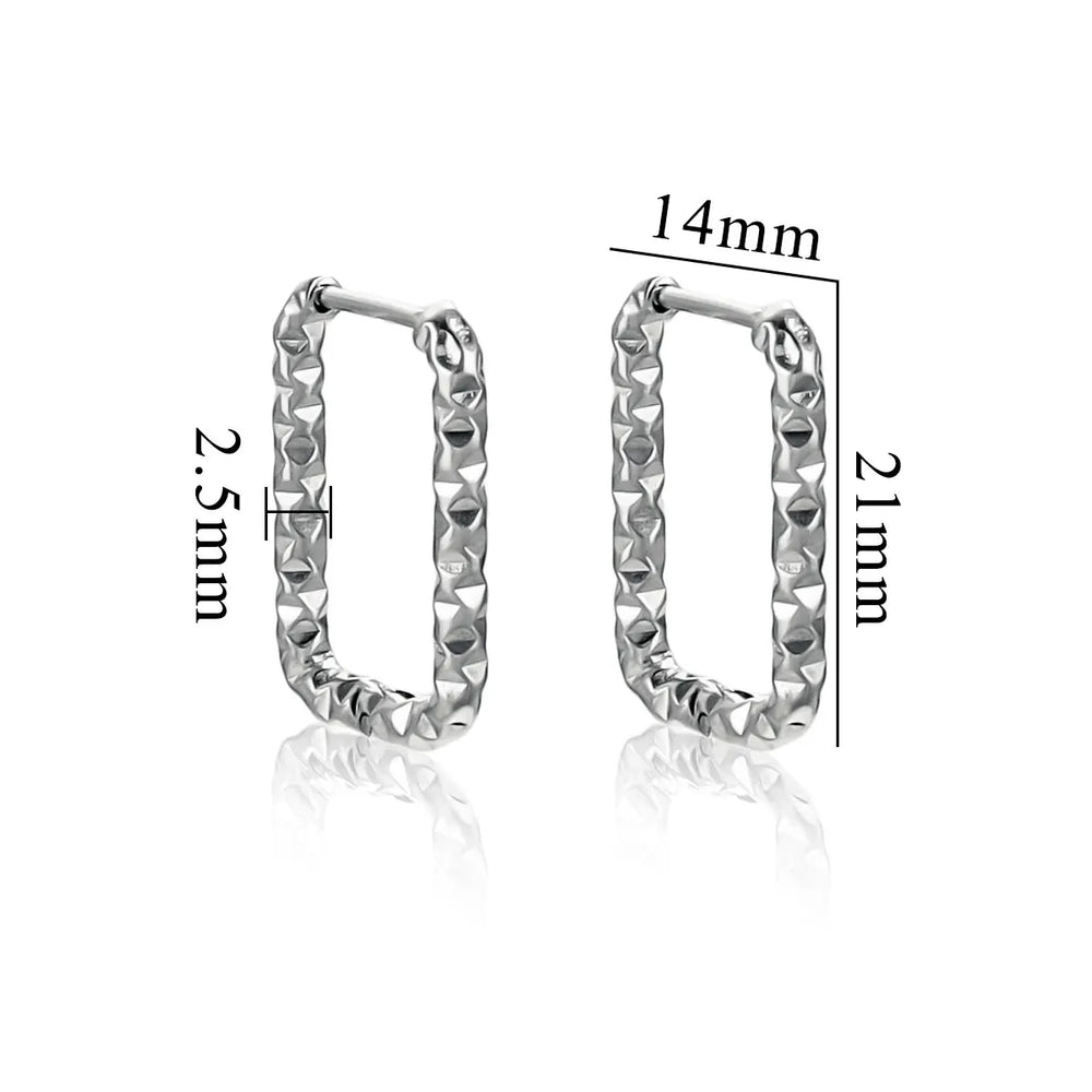 6pcs Stainless Steel Rectangular Textured Earrings | 18K Gold Plated DIY Jewelry Find alternate view
