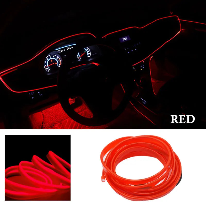 1M/2M/3M/5M Car Interior Led Decorative Lamp EL Wiring Neon Strip For Auto DIY Flexible detail view