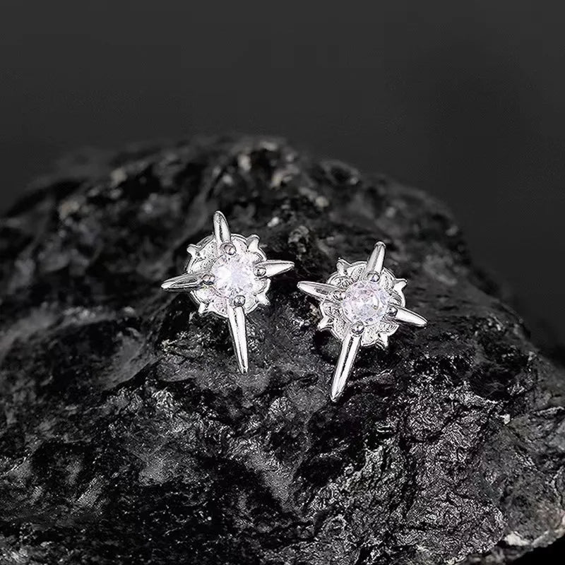 1Pair Zircon Star Magnet Ear Clip Stud Earrings for Men Women Couple Without Ear Ho additional angle
