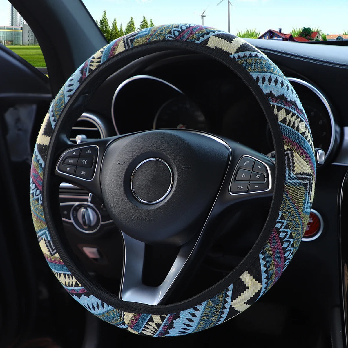 1 Linen Breathable Fabric Bohemian Style Automotive Supplies Without Inner Ring Steer lifestyle view