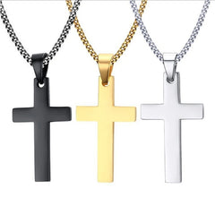 Fashion Stainless Steel Cross Pendant Necklace For Women Men Link Chain Charm Necklace Cool Boys Gir