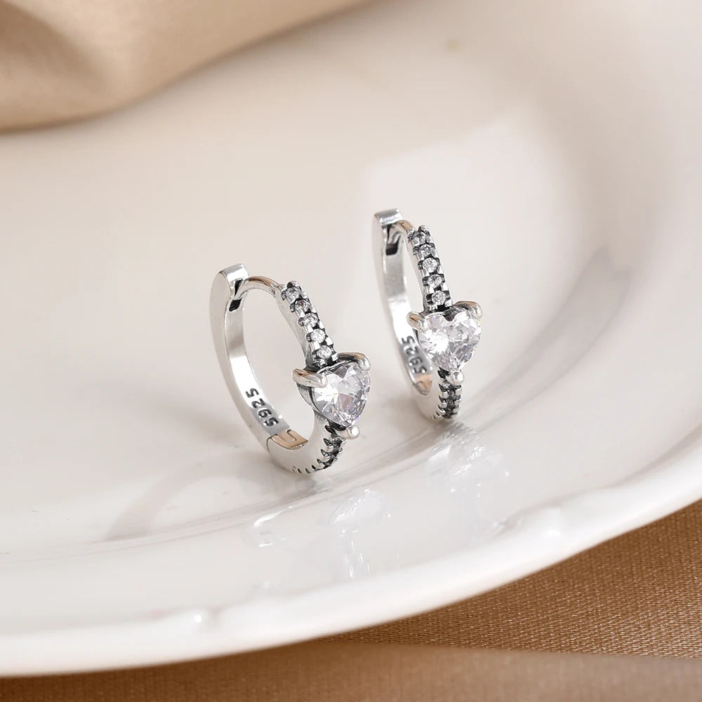 2026 New 925 Silver Butterfly Shining Zircon Heart shaped Earrings Suitable for Europ lifestyle view