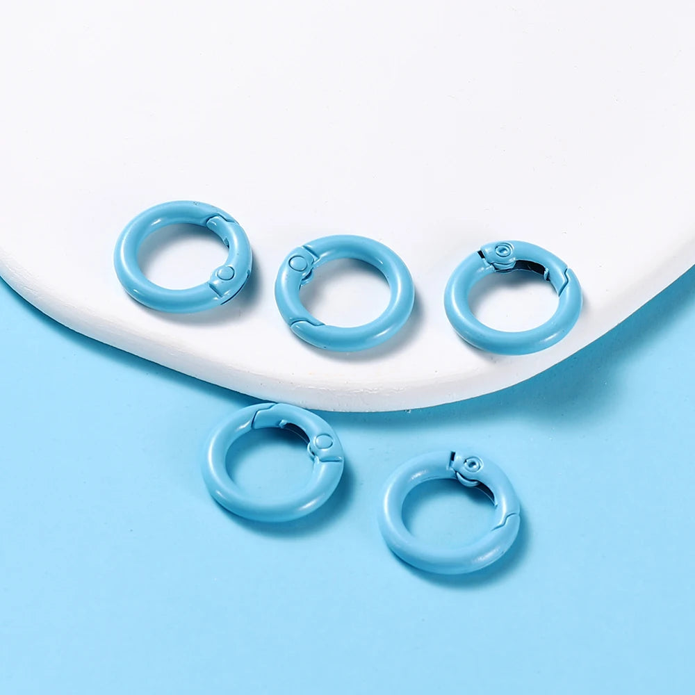 Ring Spring Clasp Openable Round Carabiner Keychain Clips Hook Dog Chain Jewelry Buckle detail view