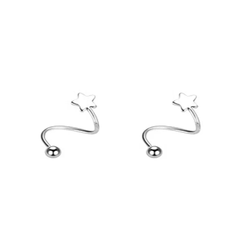 2pcs Stainless Steel Spiral Twisted Stud Earrings | Heart and Star Cartilage Jewelr additional angle