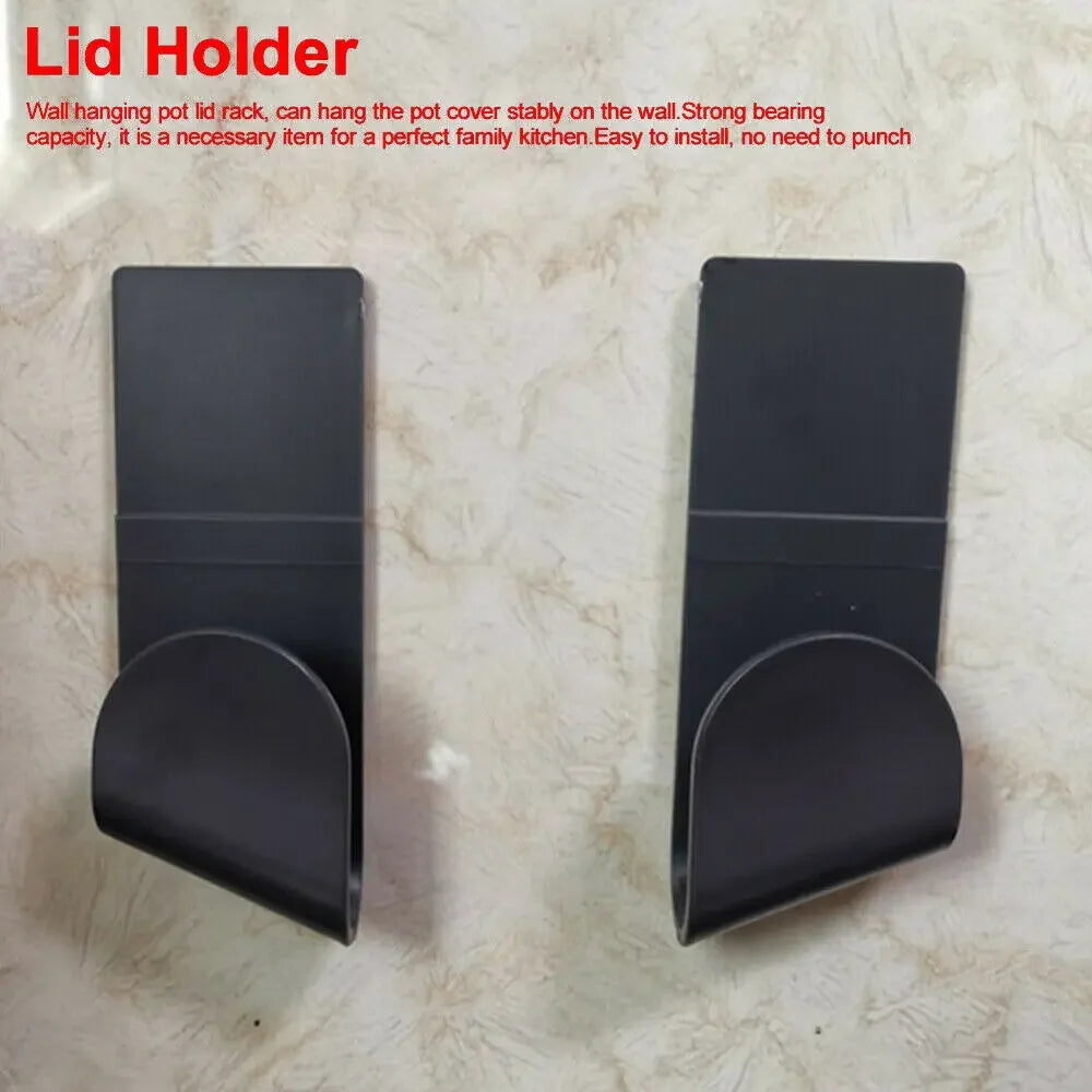 6pcs/Set Pot Lid Holder Wall-Mounted Hanging Holder for Pan Pot Cover Rack Plastic Ki lifestyle view