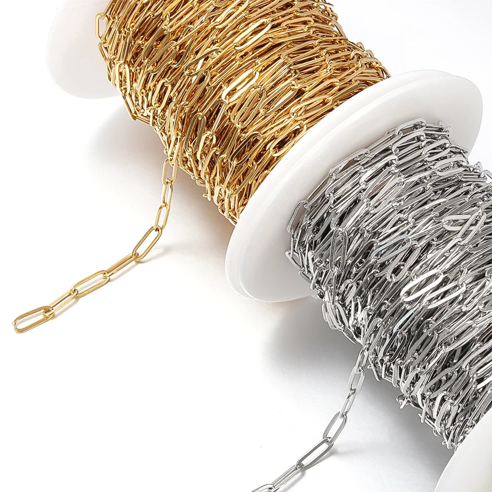 2Meters Stainless Steel Link Cable Gold Chains for DIY Jewelry Making Rolo Chain Beads C detail view