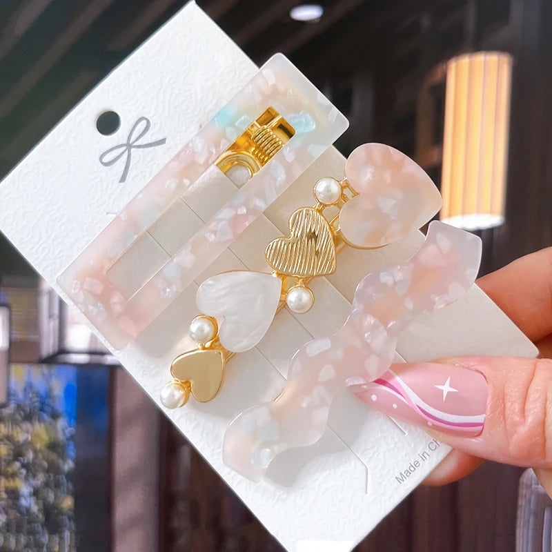 2/3pcs Hairpins Set Geometric Acetate Heart Hair Clips for Women Fashion Jewelry Gi additional angle
