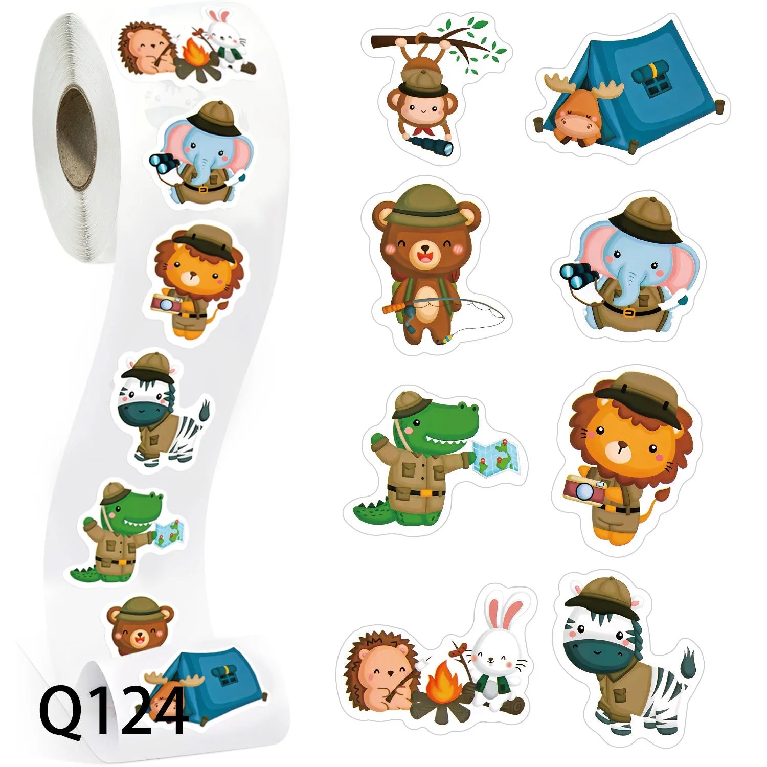 100-500 Animal Stickers Roll | Small Decorative Labels for Photocards and Gifts alternate view