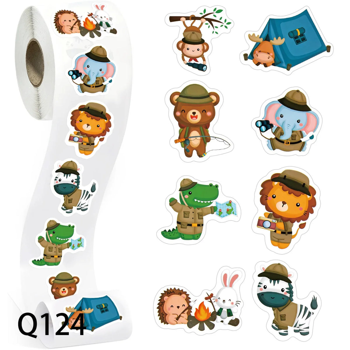 100-500 Animal Stickers Roll | Small Decorative Labels for Photocards and Gifts alternate view