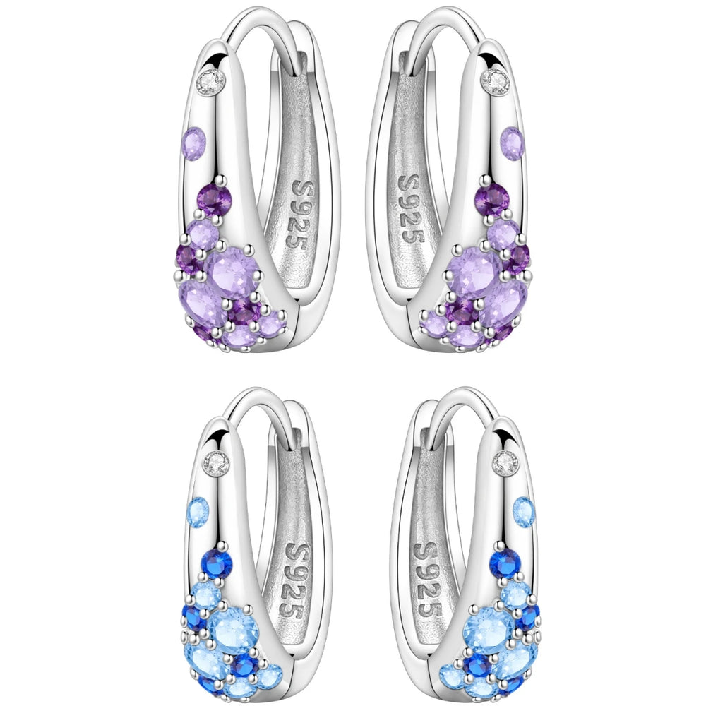 PANPOKI S925 Sterling Silver Purple Zircon Series Earrings Hoop Earrings For Women Je alternate view