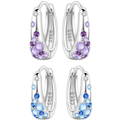 PANPOKI S925 Sterling Silver Purple Zircon Series Earrings Hoop Earrings For Women Je alternate view