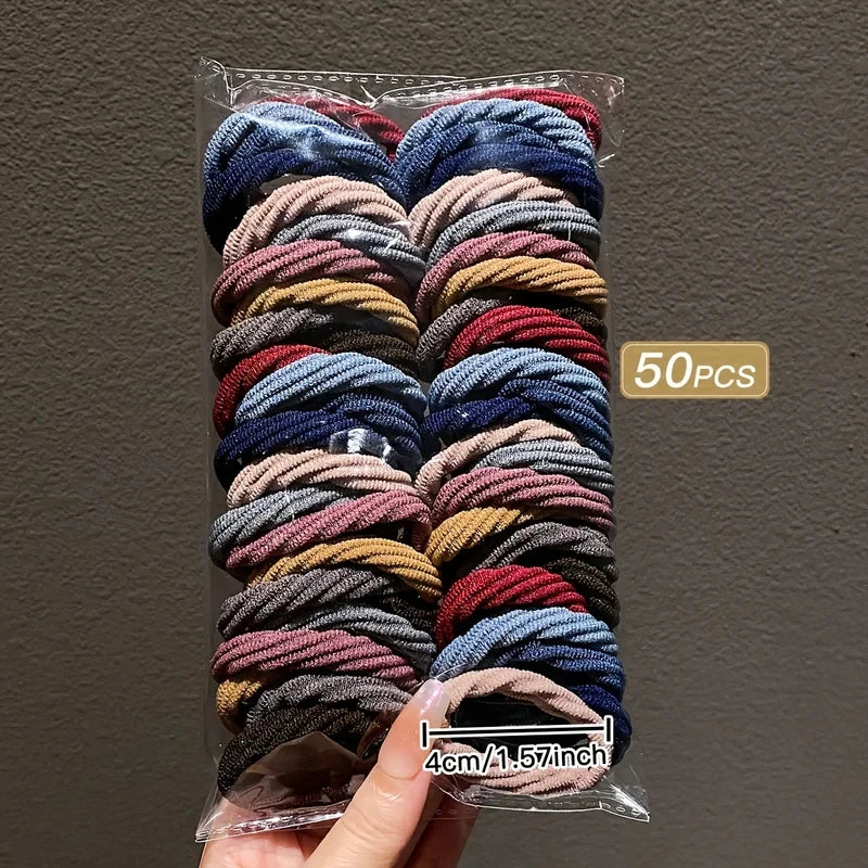 50/100pcs Girl Mixed Color Simple Hair Ties lifestyle view