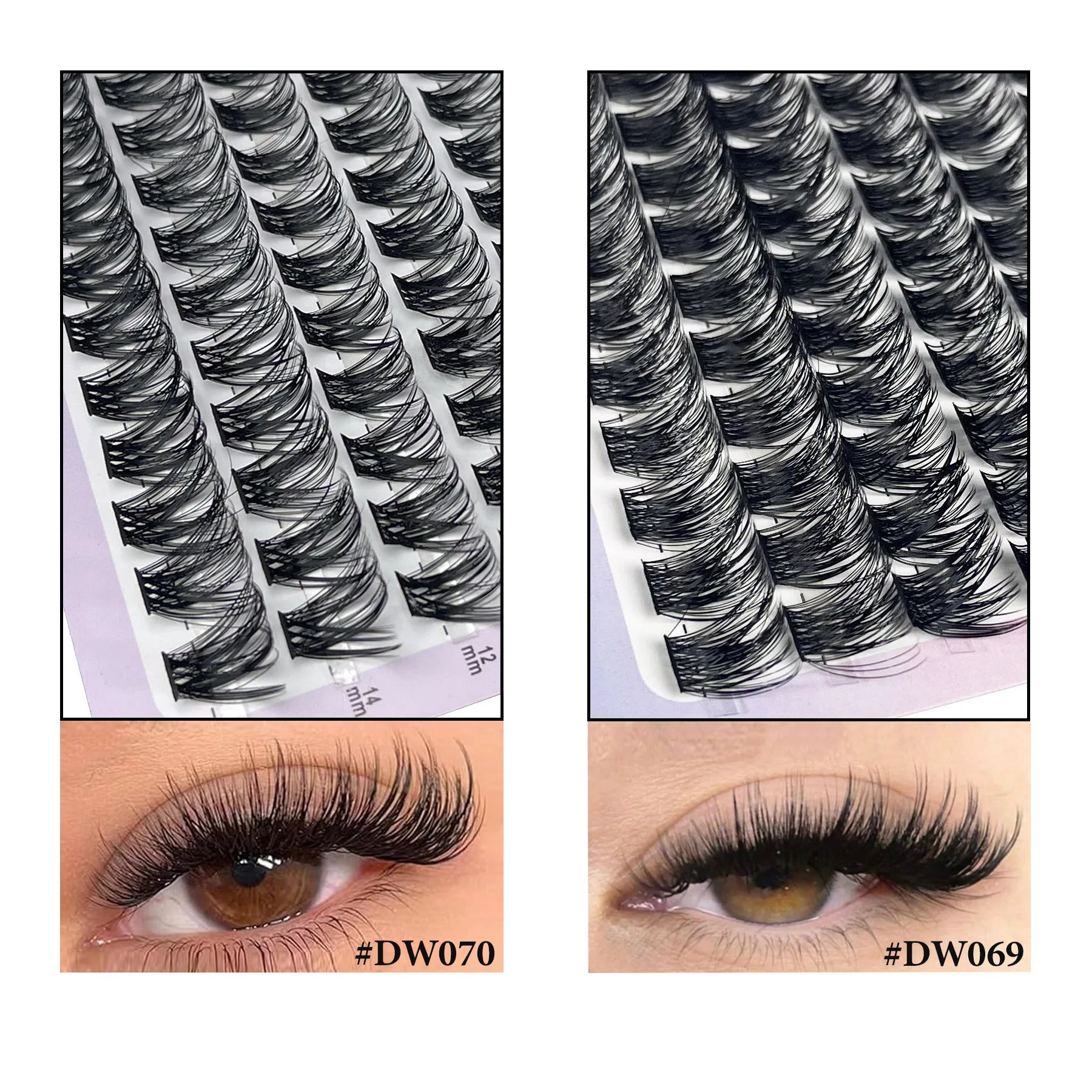 MIOFIA DIY Eyelash Clusters Fluffy Natural Anime Lashes 8-14mm Mixed Length Large capacity 3D Russian Volume Eyelash Extension