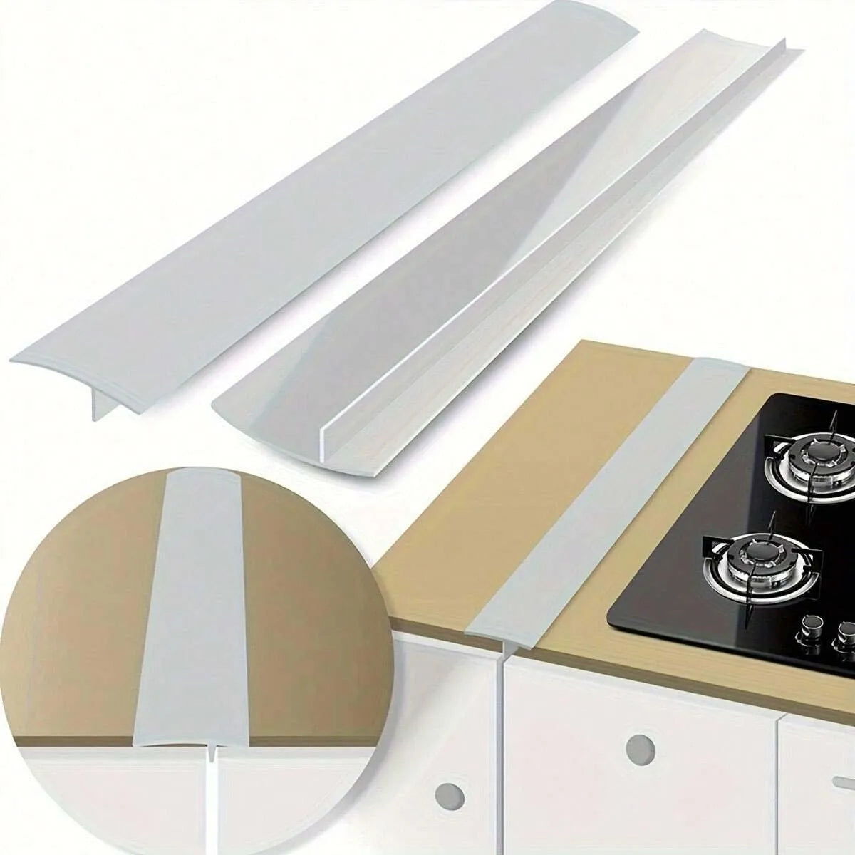 Silicone Gap Strip, Kitchen Gas Stove Sealing Strip, Kitchen Anti-Oil Anti-Stain Strip, Silicone Seal Insert Strip