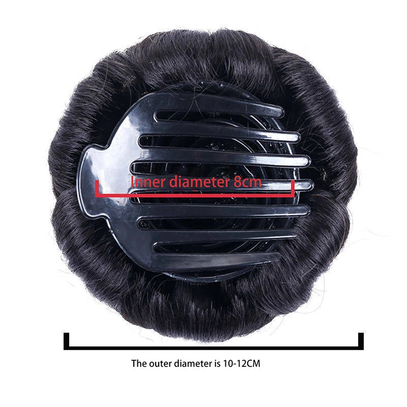 Synthetic Hair Bun Bud Hair Clips With Rhinestones Colorful Shiny For Women Ponytai additional angle