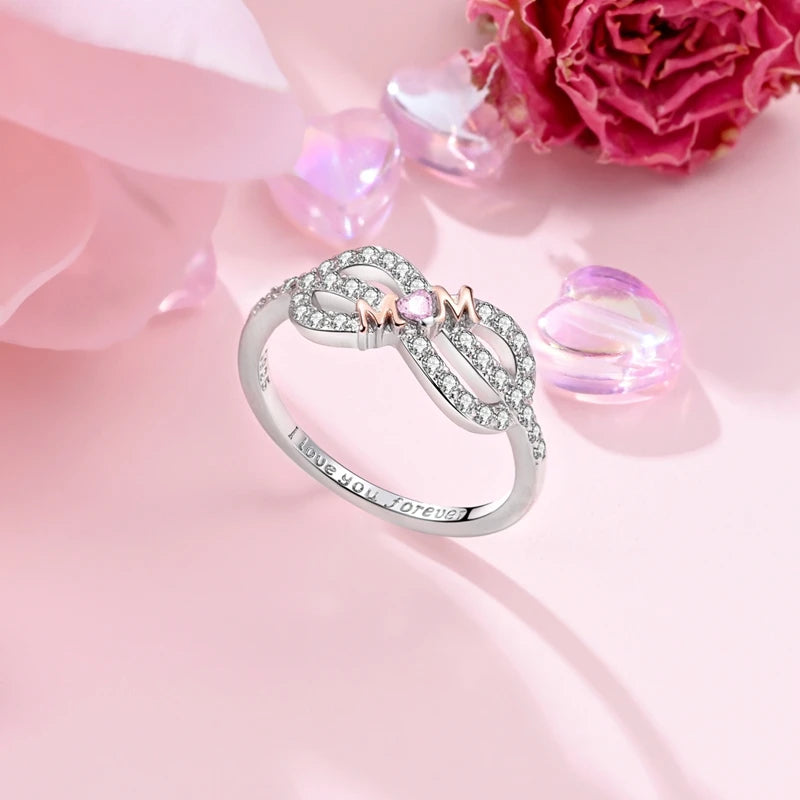 925 Sterling Silver Original Eternal Infinity Love For Mom Rose Gold Plated Heart Rin lifestyle view
