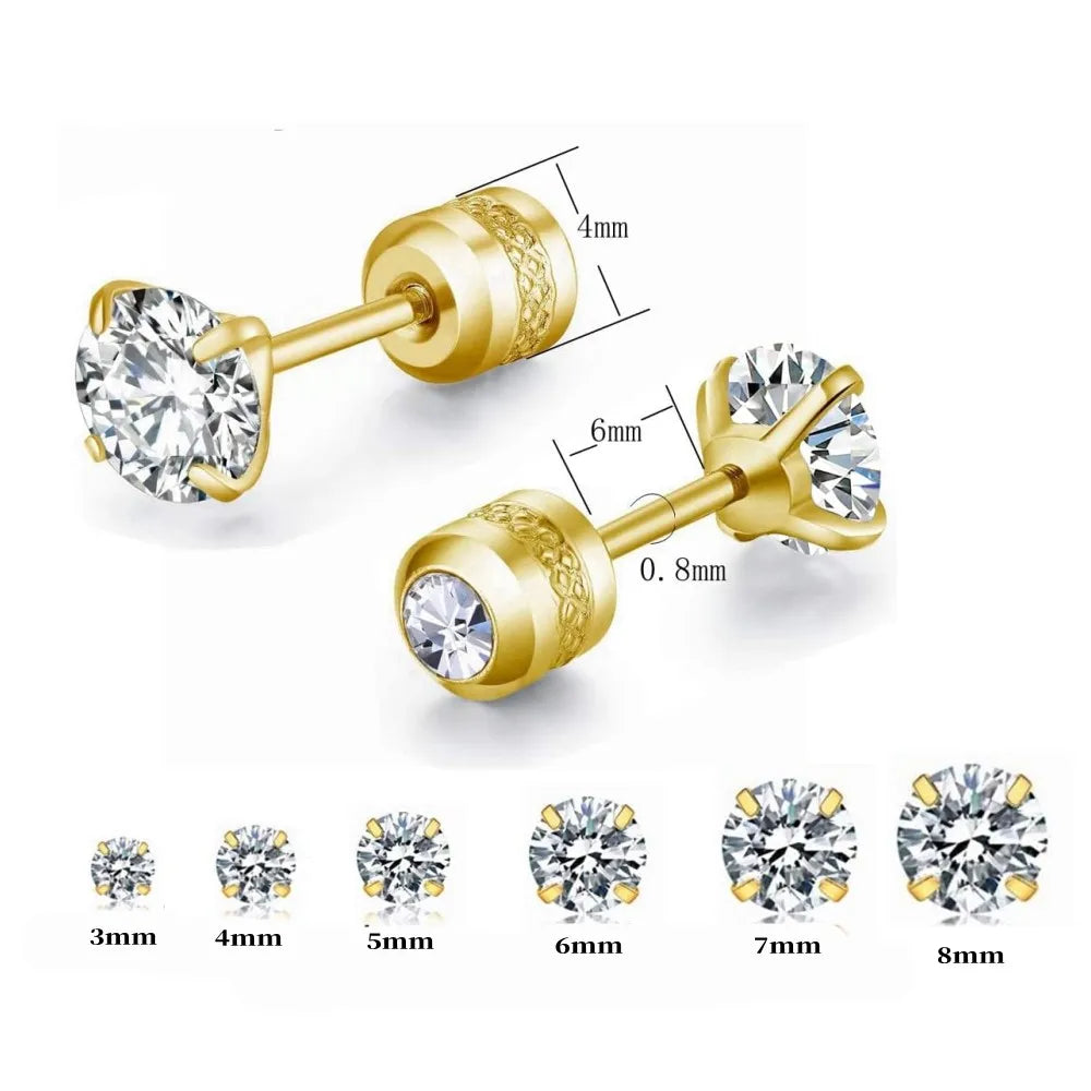 6 Pairs Screw Back Stud Earrings Set | Surgical Stainless Steel Double Sided Round additional angle