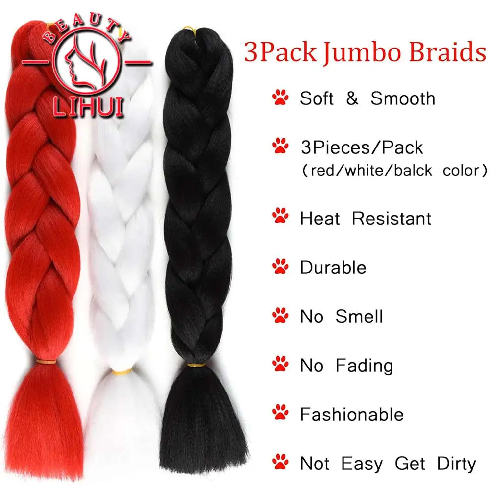 Lihui Pre Stretched Jumbo Braid Hair Extensions 24 inch | Kanekalon Synthetic Hair fo alternate view