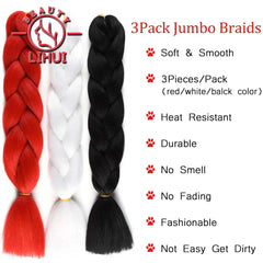 Lihui Pre Stretched Jumbo Braid Hair Extensions 24 inch | Kanekalon Synthetic Hair fo alternate view