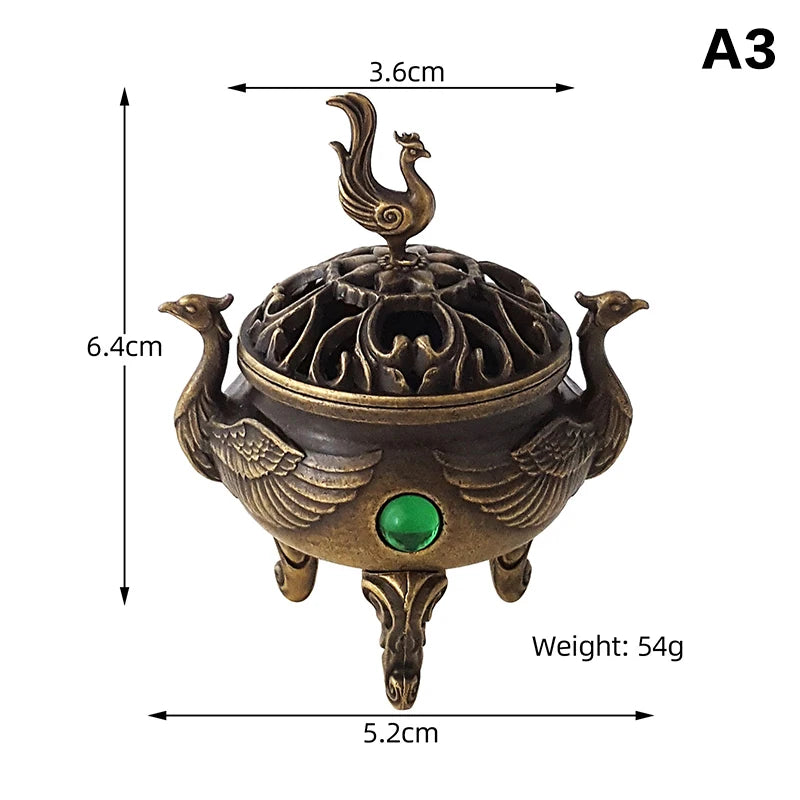 Alloy Lucky Incense Burner Bowl Incense Holder With Handle | Ancient Style Yoga Medit alternate view
