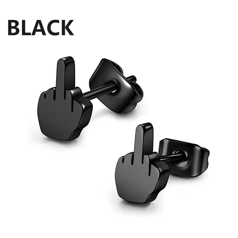 Punk Stainless Steel Cross Stud Earrings Jewelry close-up view