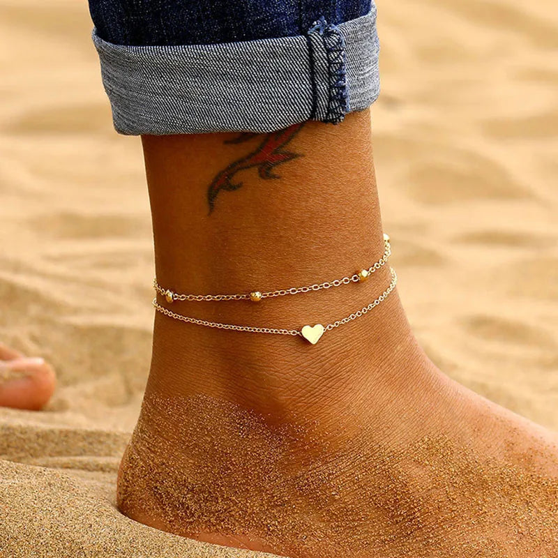 Modyle 2024 New Bohemia Handcuffs Anklet Multilayer Silver Color Foot Chain Fashion additional angle