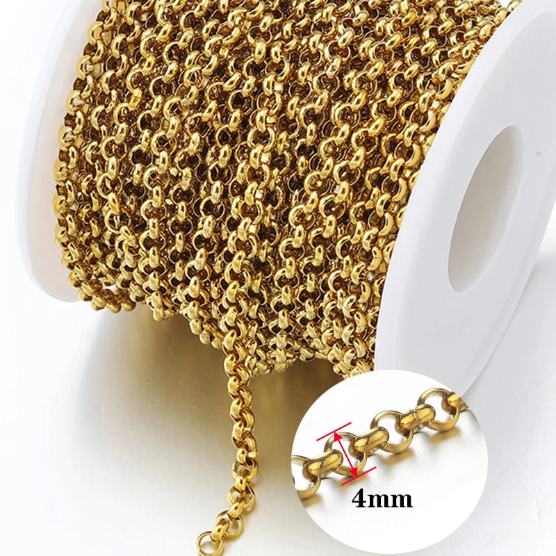 2Meters Stainless Steel Link Cable Gold Chains for DIY Jewelry Making Rolo Chain Be additional angle