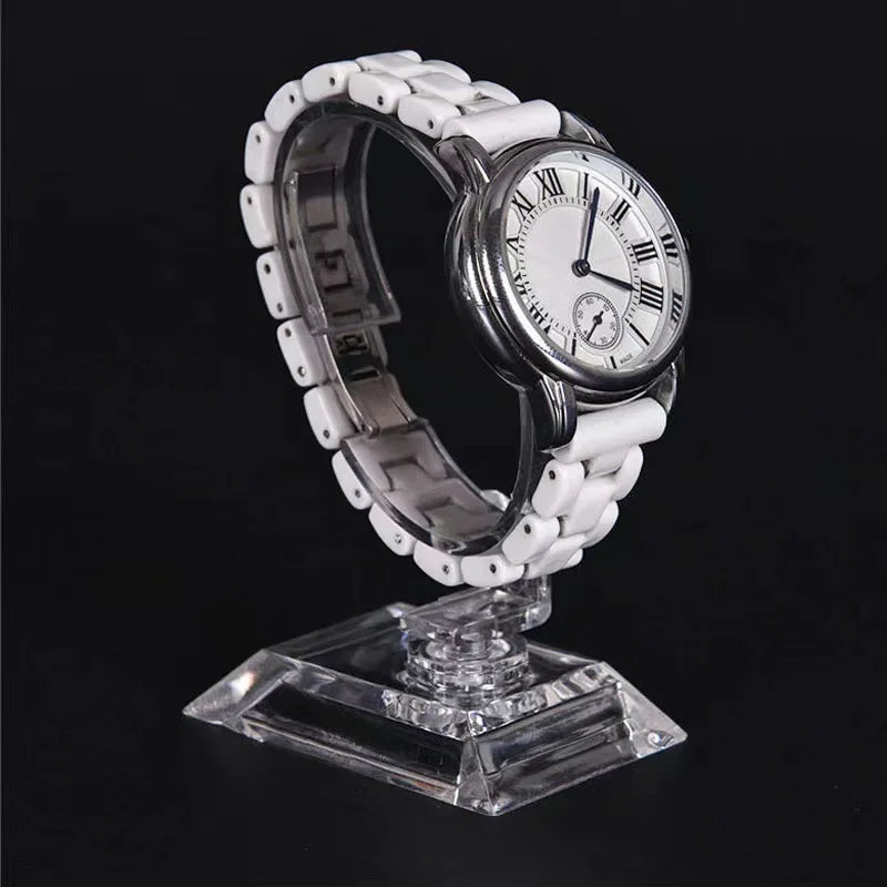 Transparent Watch Display Rack | C-Ring Counter Display for Bracelets close-up view