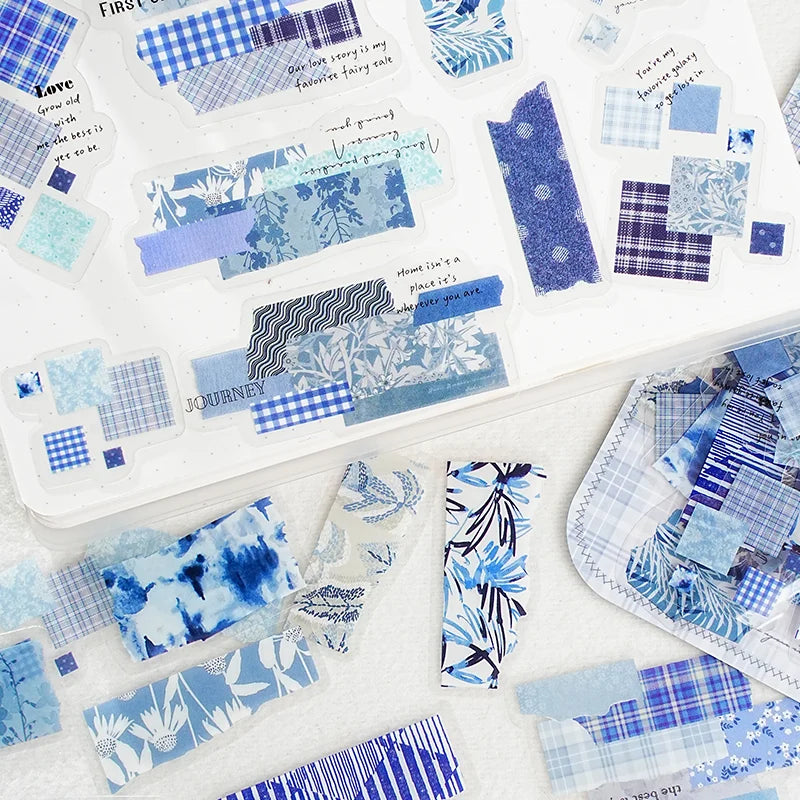 Fragmented Verse Patchwork Fabric PET Sticker Pack | 120pcs DIY Craft Stickers detail view