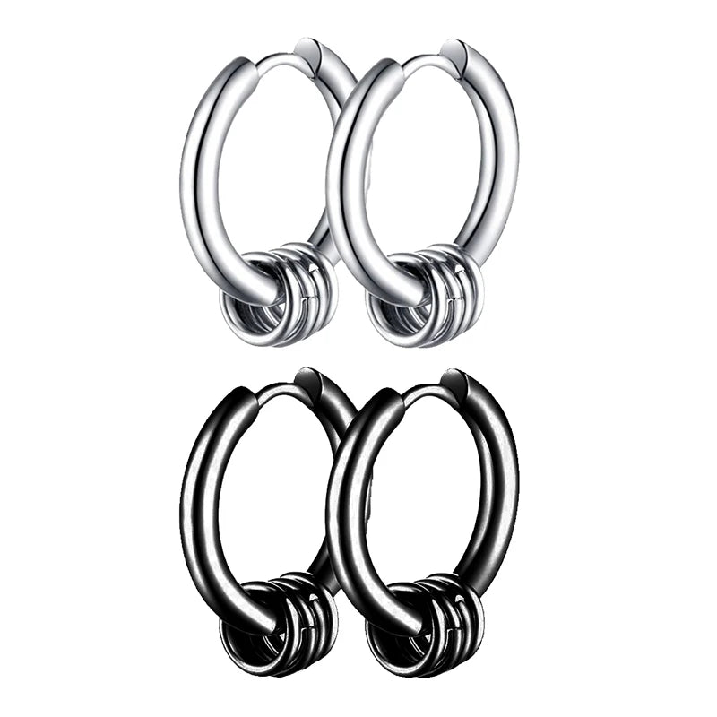 Gothic Stainless Steel Hoop Earrings | Unisex Dragon Punk Jewelry additional angle