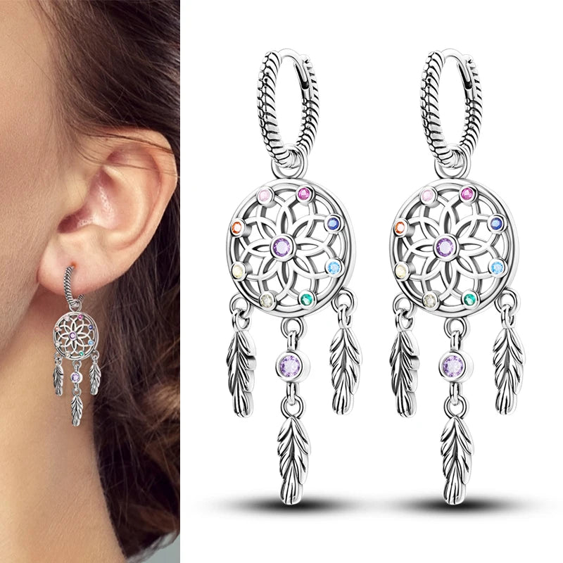 Hot Sale 925 Sterling Silver Heart Earrings Fit Original Charms Hoop Earrings For Women Girls Stud Earring Fine Jewelry Gifts