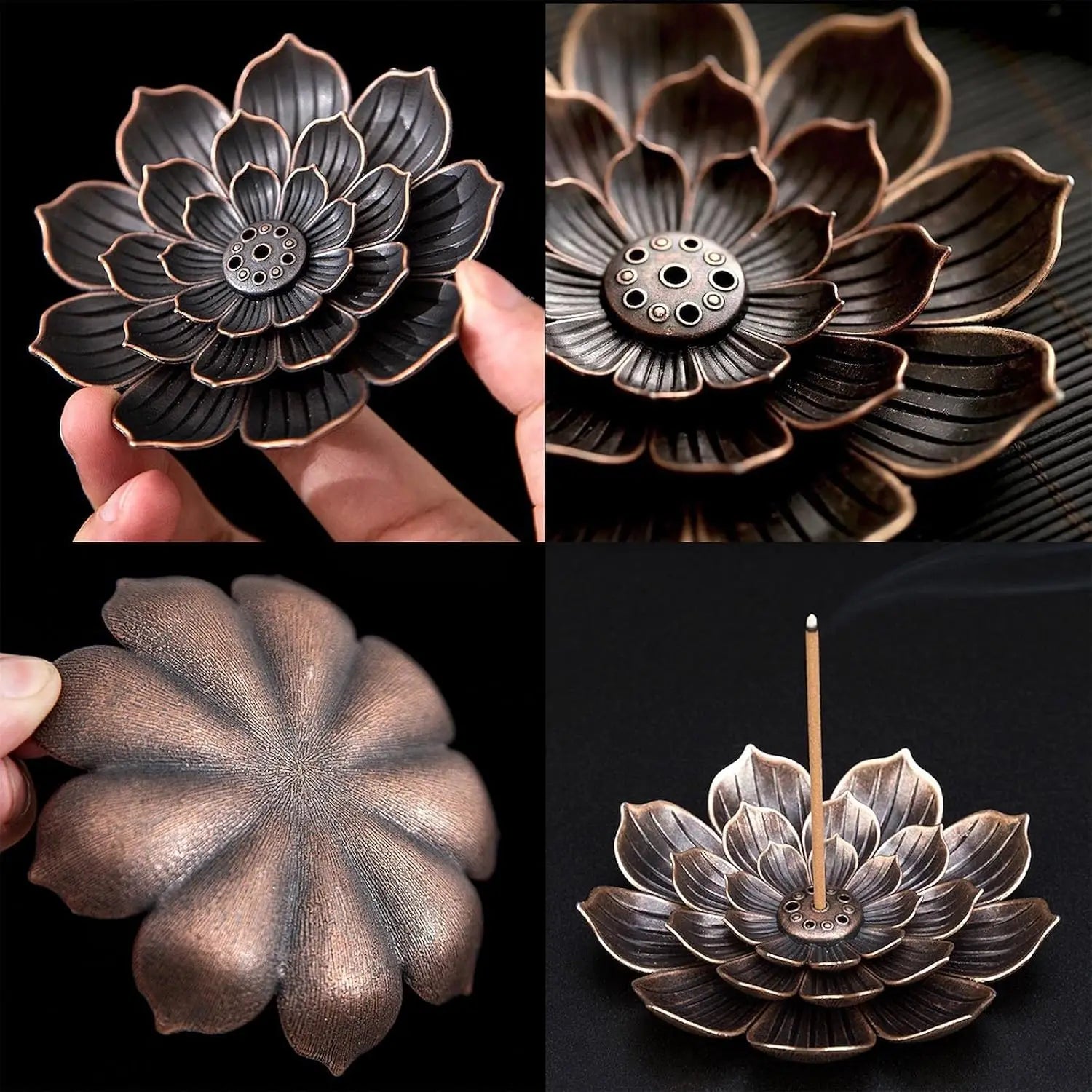 Lotus Alloy Incense Burner Stick Holder | Buddhism Meditation Decor lifestyle view