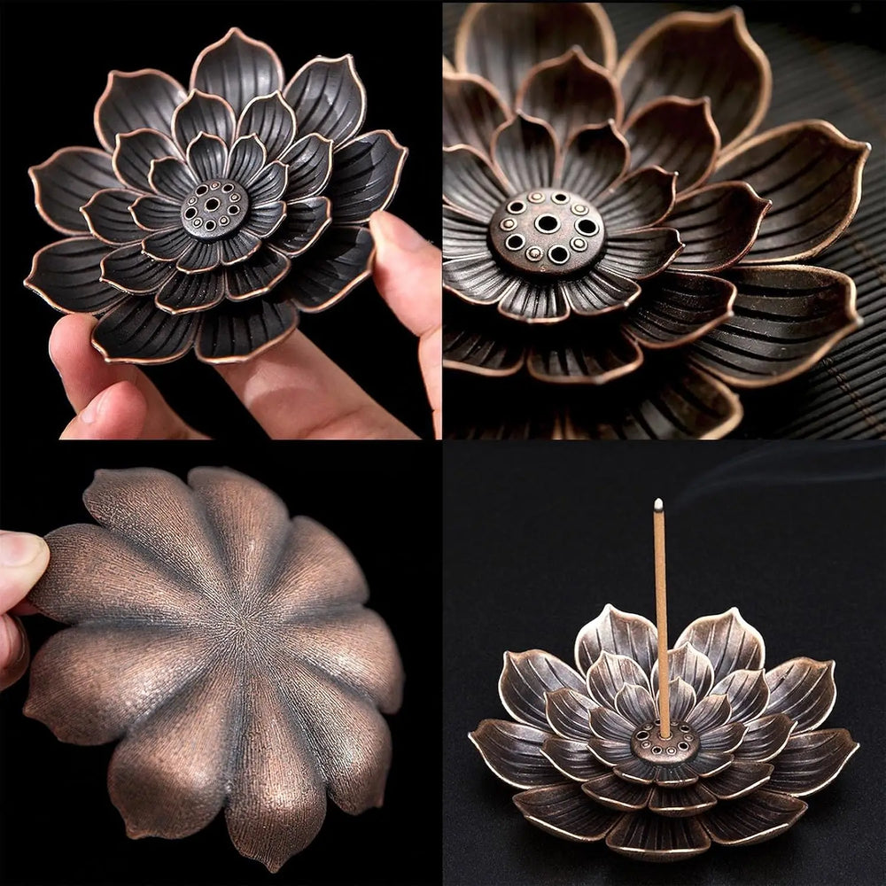 Lotus Alloy Incense Burner Stick Holder | Buddhism Meditation Decor lifestyle view