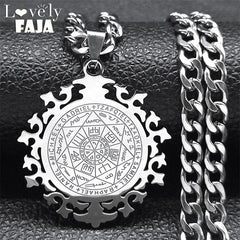 Seven Archangels Amulet Necklace | Stainless Steel Seal of Salomon Protection Talisman