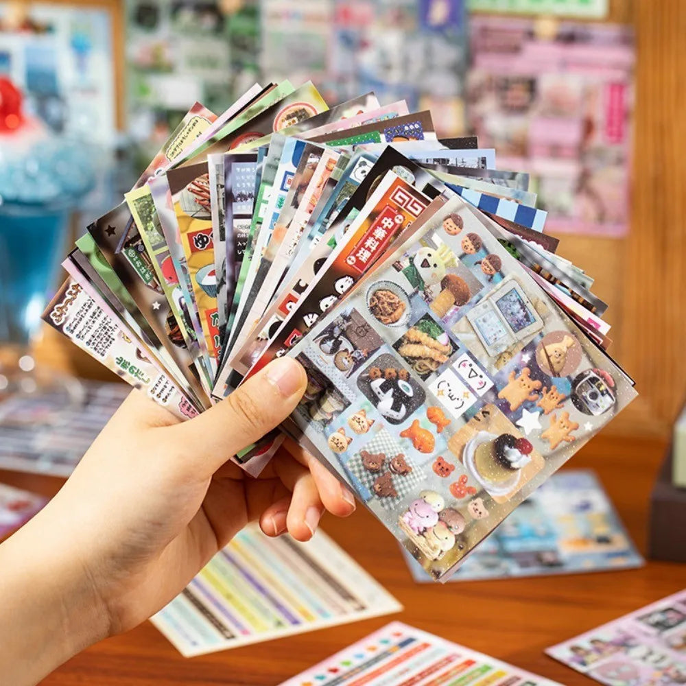 Yuxian Square Edge-Cut Sticker Book | Japanese Vintage Journal and K-pop Sticker Collect detail view