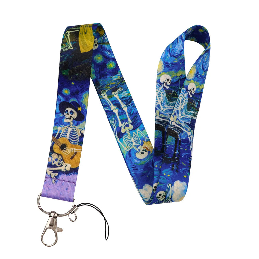 Human Skeleton Lanyard Card Holder Neck Strap for key ID Card Phone Straps Badge Ho additional angle