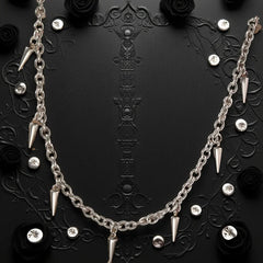 Men Punk Style Rivet Tassel Necklace Hip Hop Women Fashion Geometric Titanium Steel Chai detail view