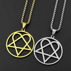 Stainless Steel Heartagram Pendant Necklace | Unisex Music Band Jewelry Gift