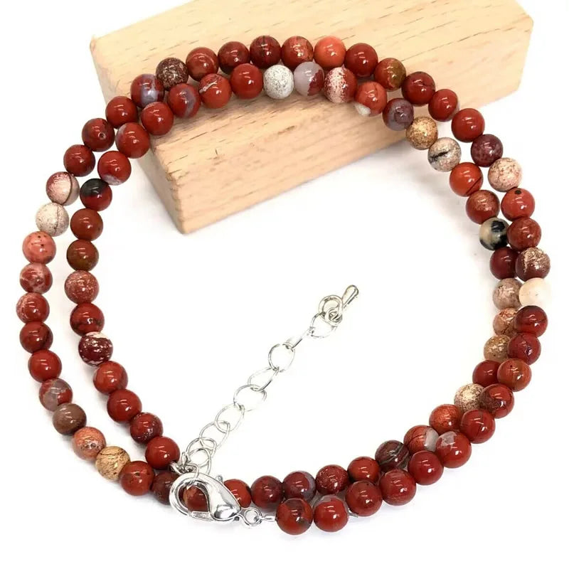 2025 Natural Stone Crystal Choker Necklace | 4mm Bohemian Adjustable Choker close-up view