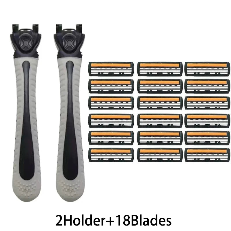 Men's Manual Shaver with 3-Layer Stainless Steel Razor Blades, Compact Shaver with Scratch Resistance, Precision Shaving