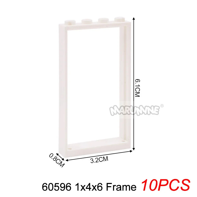 Marumine Window and Door Building Blocks | Compatible City House Parts Set close-up view