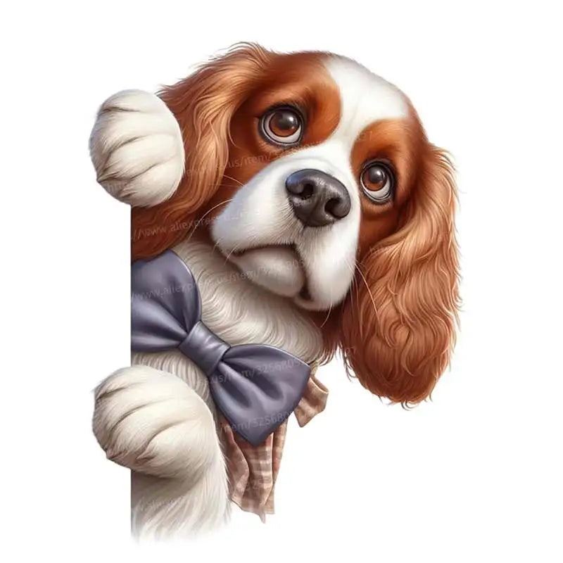 Dog Peeking Around The Corner Light Switch Wall Sticker | Cartoon Animal Decals for D alternate view