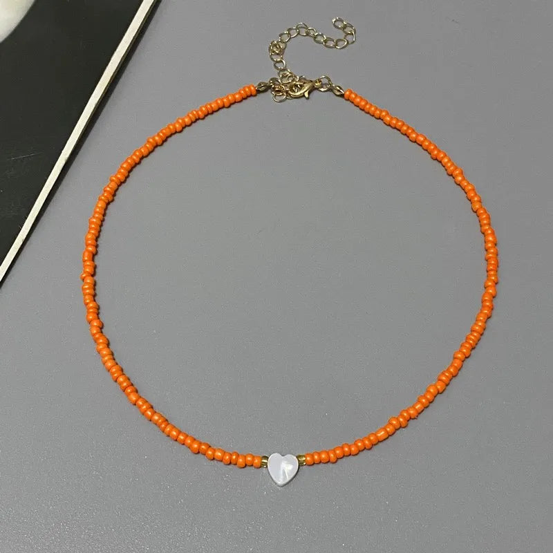 New Nature Shell Love Heart Choker Necklace for Girl Spring Summer Fashion Small Co additional angle