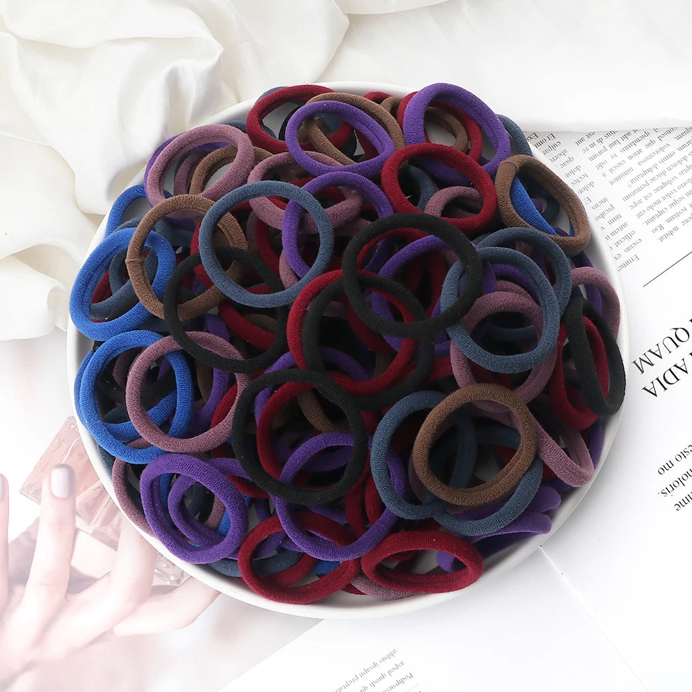 51 Colors Basic Elastic Hair Band for Girls 20/30/50PCS 4cm Simple Solid Color Headba alternate view