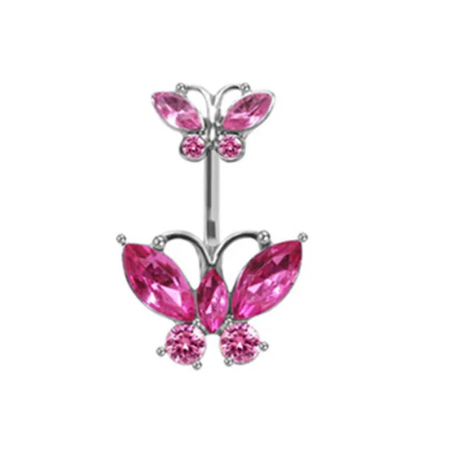 1PCS Pink Crown Belly Button Rings Jewelry Stainless Steel Heart Navel Piercing Barbe lifestyle view