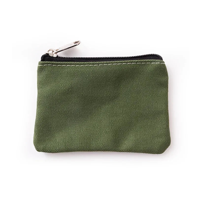 Solid Color Canvas Zipper Coin Purse | Mini Money Pouch for Women Men close-up view