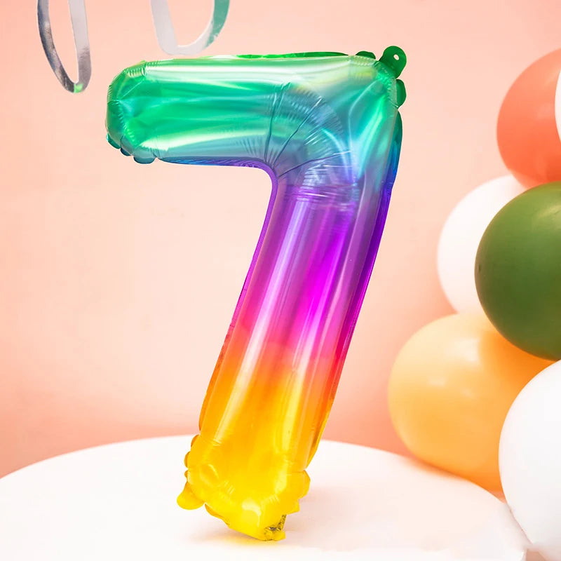 Rainbow Jelly Number Balloon 16 Inch | Birthday Party Decoration alternate view