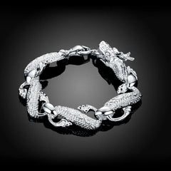 Fine 925 Sterling Silver Noble Nice Chain Solid Bracelet for Women Men Charms Party Gift detail view